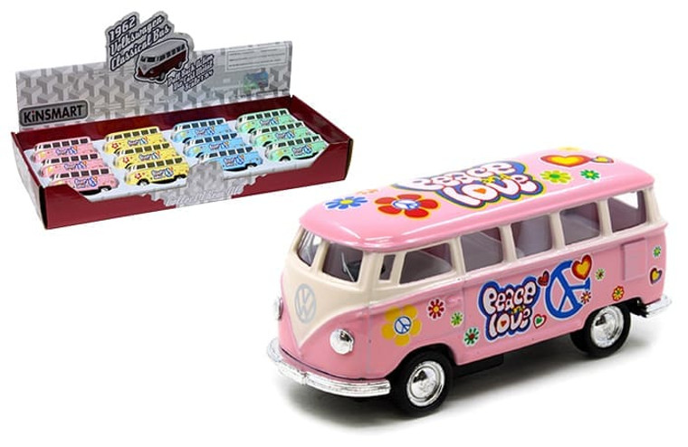 Kinsmart 2.51962 Volkswagen Classical Bus With Peace & Love Design 1:64 Display Tray Set Of 12- Diecast Kinsmart 2.51962 Volkswagen Classical Bus With Peace & Love Design 1:64 Display Tray Set Of 12- Diecast