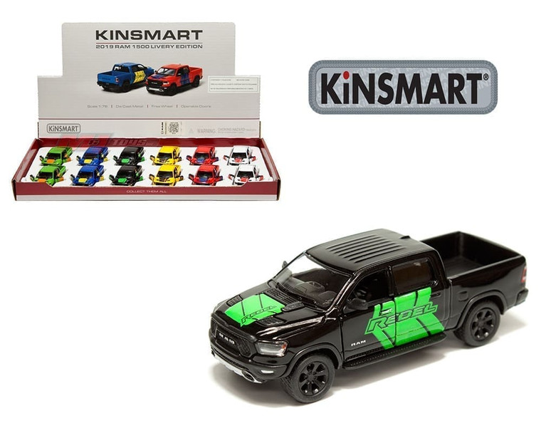 Kinsmart 1:78 2019 Ram 1500 Livery Edition 6 Colors Display Tray Set Of 12- Diecast