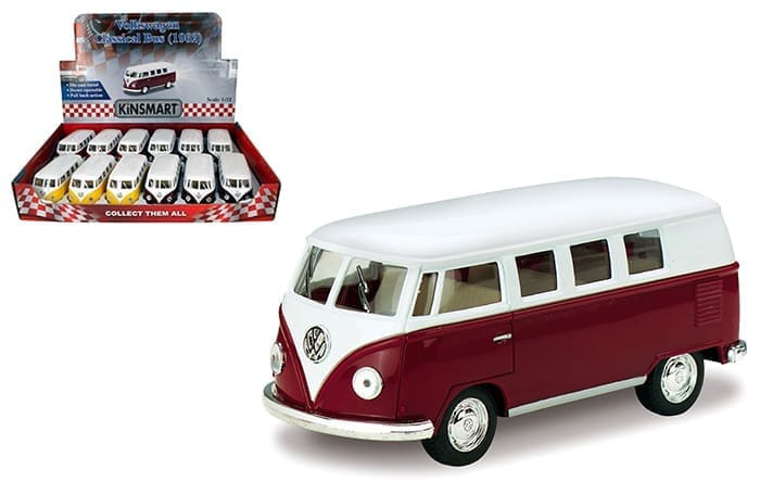 Kinsmart 1:32 1962 Volkswagen Bus 5 Display Tray Set Of 12- Diecast