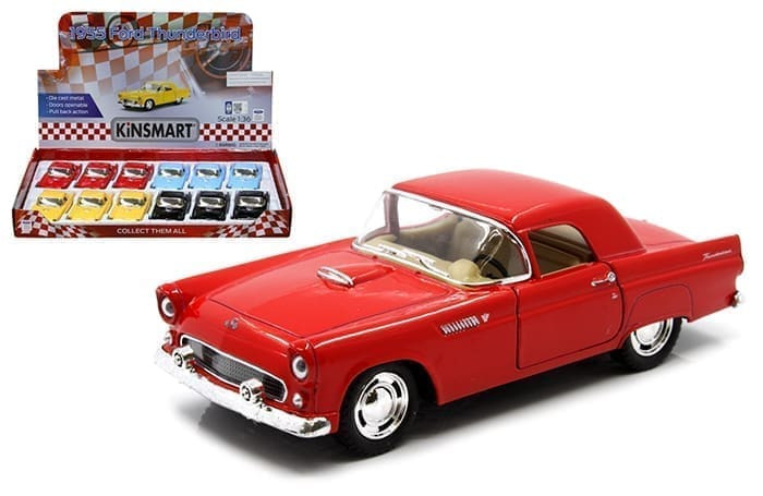 Kinsmart 1:38 1955 Ford Thunderbird Hard Top 5 Display Tray Set Of 12- Diecast