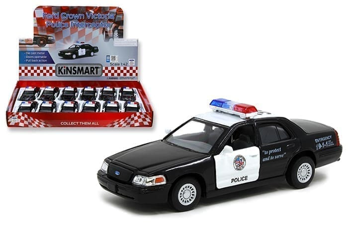 Kinsmart 1:40 1998 Ford Crown Victoria Police Interceptor 4.7 Display Tray Set Of 12- Diecast