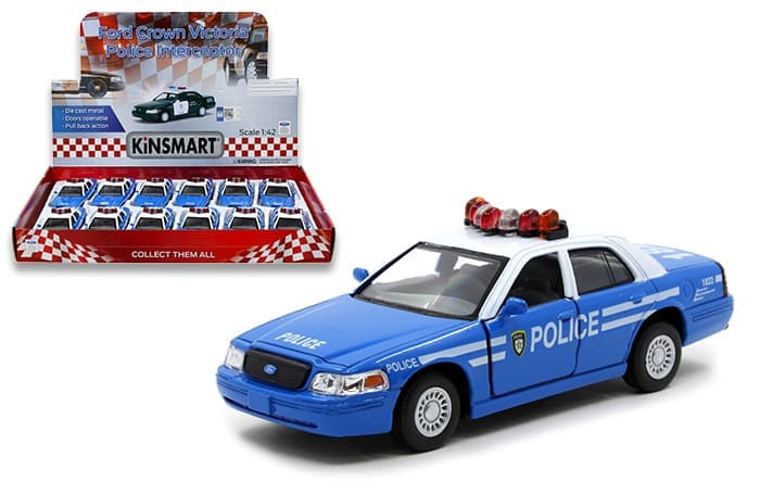 Kinsmart 1:42 Ford Crown Victoria Nypd 5 Display Tray Set Of 12- Diecast
