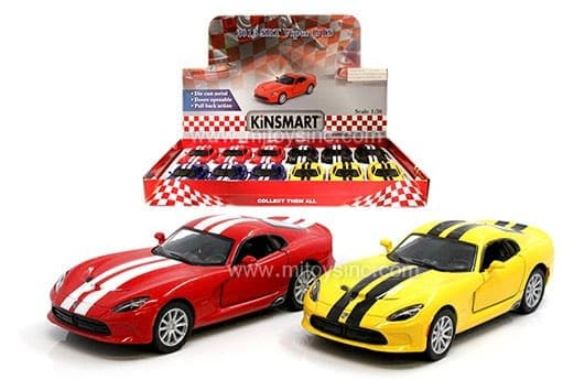 Kinsmart 1:36 2013 Dodge Srt Viper Gts With Stripes 4.7 Display Tray Set Of 12- Diecast