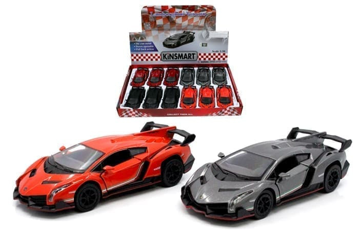 Kinsmart 1:36 Lamborghini Veneno 5 Display Tray Set Of 12- Diecast