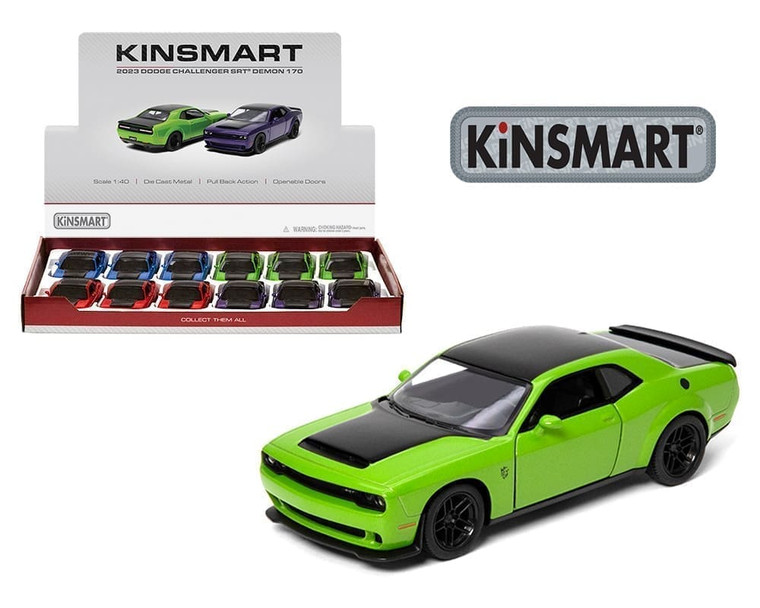 Kinsmart 1:40 2023 Dodge Challenger Srt Demon 170 4 Colors Display Tray Set Of 12- Diecast