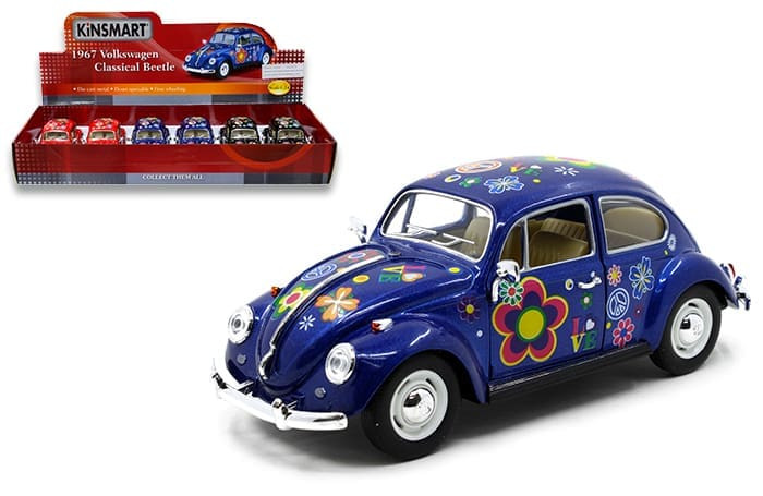 Kinsmart 1:24 1967 Volkswagen Beetle With Print Flowers 7- Diecast