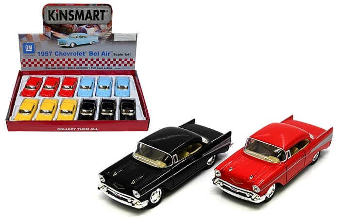 Kinsmart 1:40 1957 Chevrolet Bel Air Hard Top 4.5 (kt5313d) Display Tray Set Of 12- Diecast