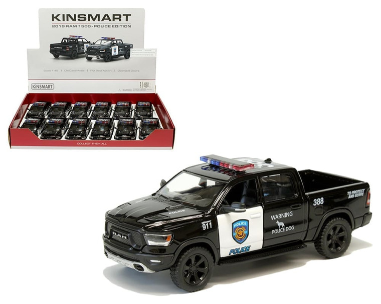 Kinsmart 1:46 2019 Ram 1500 Police Edition 5 (kt5413dp) Display Tray Set Of 12- Diecast