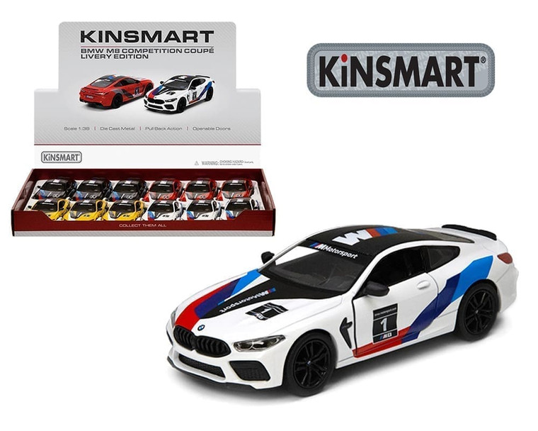 Kinsmart 1:38 Bmw M8 Competition Coupe Livery Edition 4 Colors Display Tray Set Of 12- Diecast Kinsmart 1:38 Bmw M8 Competition Coupe Livery Edition 4 Colors Display Tray Set Of 12- Diecast