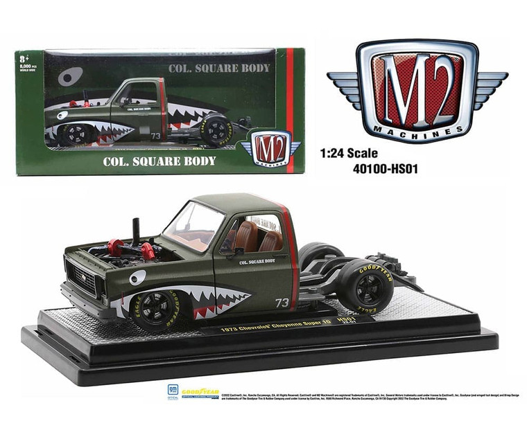 M2 Machines 1:24 1973 Chevrolet Cheyenne Super 10 Squarebody Custom Bedless Hobby Exclusives- Diecast