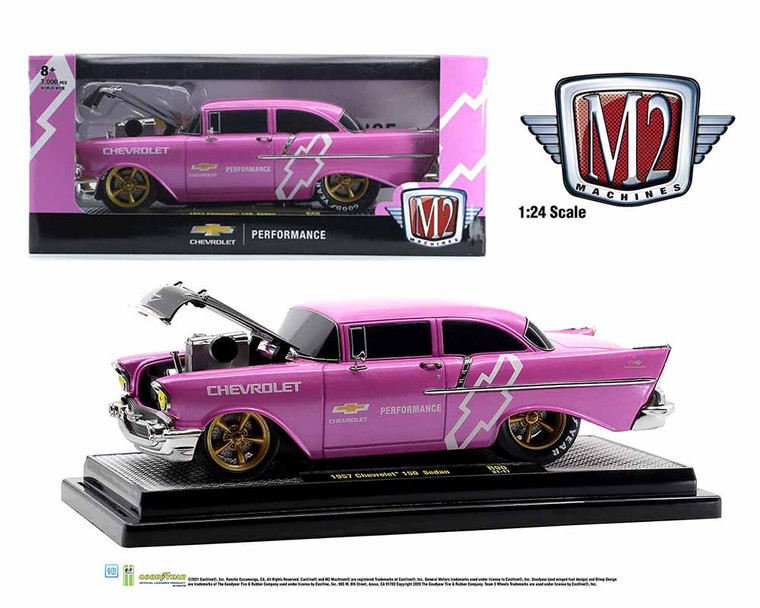 M2 Machines 1:24 Auto-machines 1957 Chevrolet 150 Sedan Custom Pink- Diecast