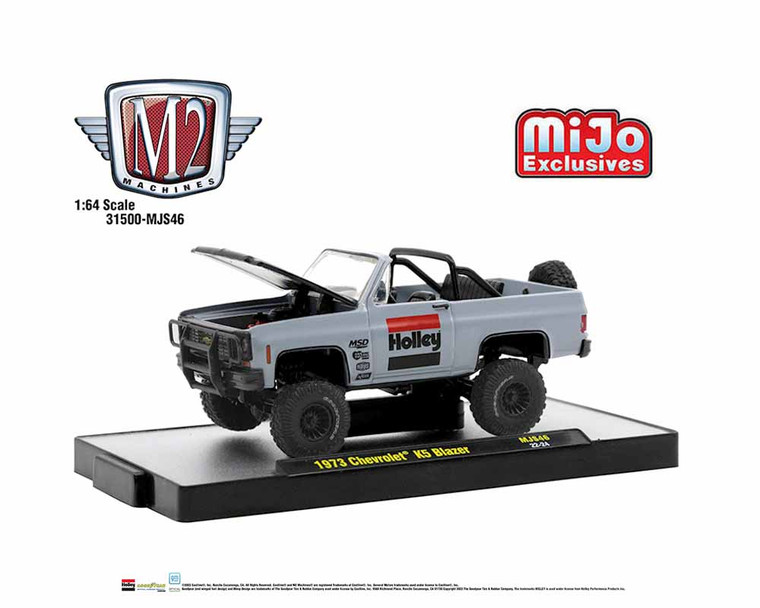 M2 Machines 1:64 1973 Chevrolet K5 Blazer Open Top 4ã4 Holley ( Grey ) Limited Edition Mijo Exclusives- Diecast