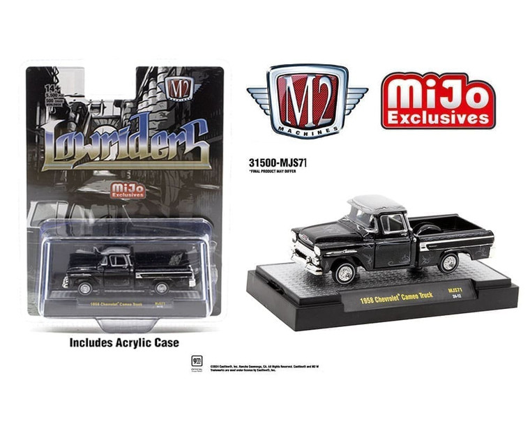 M2 Machines 1:64 1958 Chevrolet Cameo Pickup Truck Lowriders Limited Edition Black Mijo Exclusives- Diecast