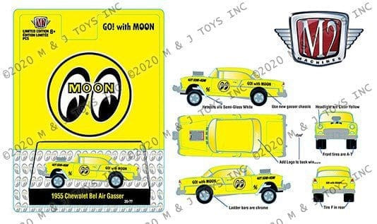 M2 Machines 1:64 Hobby Exclusive 1955 Chevy Bel Air Gasser Mooneyes Equipped Gasser Limited Edition- Diecast