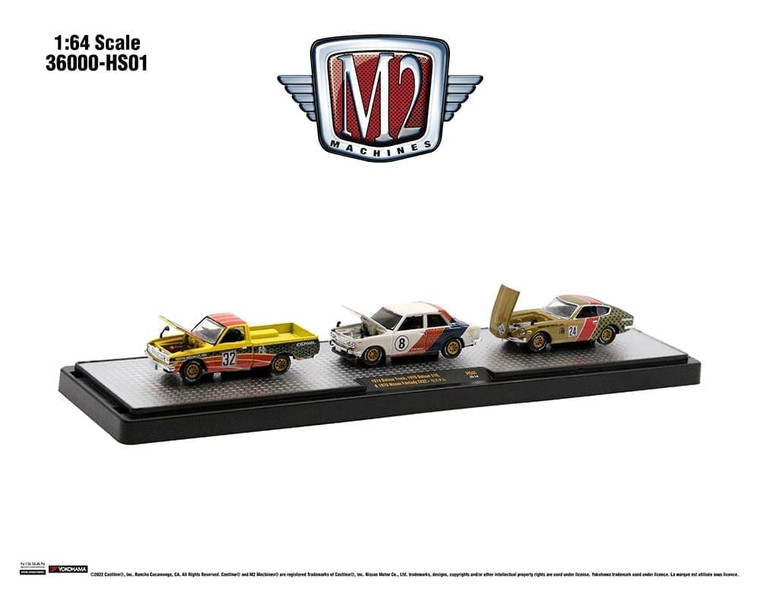 M2 Machines 1:64 Nissan Datsun 3-car Set Auto-haulers Release Hs01 Hobby Exclusives- Diecast