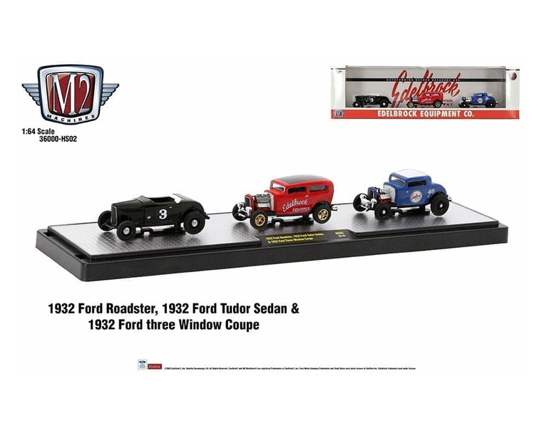 M2 Machines 1:64 Edelbrock Equipment Co. Ford 3-car Set Auto-haulers Release Hs02 Hobby Exclusives- Diecast M2 Machines 1:64 Edelbrock Equipment Co. Ford 3-car Set Auto-haulers Release Hs02 Hobby Exclusives- Diecast