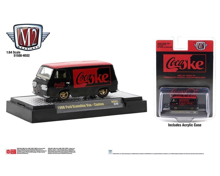 M2 Machines 1:64 Coca-cola 1966 Ford Econoline (black With Red Roof) Hobby Exclusive- Diecast