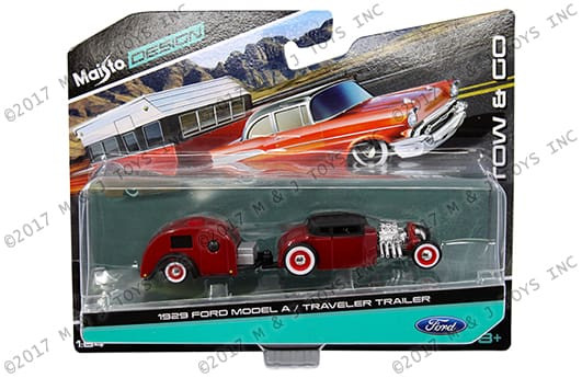 Maisto 1:64 Tow & Go 1929 Ford Model A / Traveler Trailer- Diecast