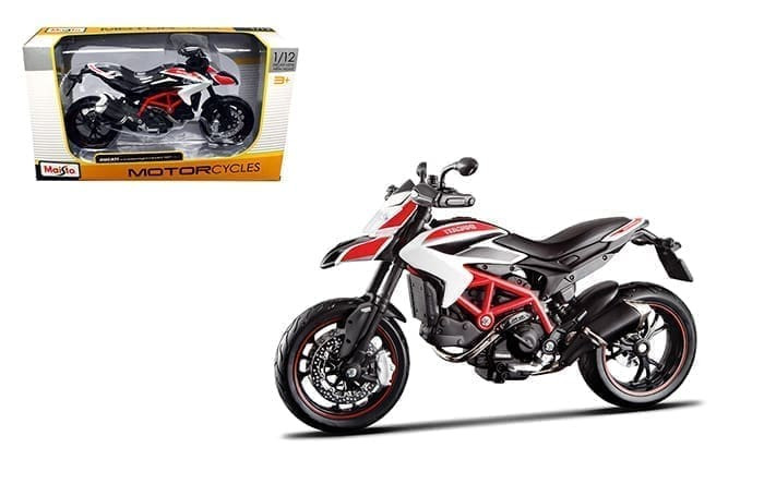 Maisto 1:12 Ducati Hypermotard Sp White Motorcycles- Diecast