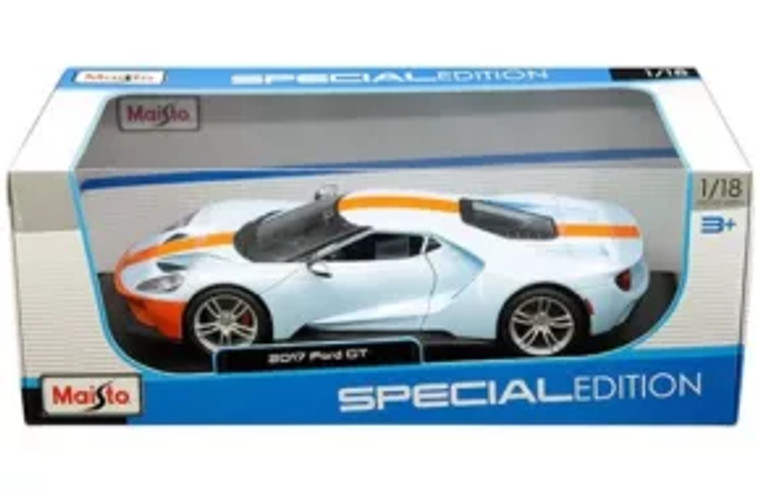 Maisto 1:18 2017 Ford Gt Heritage Edition Lite Blue With Orange Stripe Special Edition- Diecast Maisto 1:18 2017 Ford Gt Heritage Edition Lite Blue With Orange Stripe Special Edition- Diecast