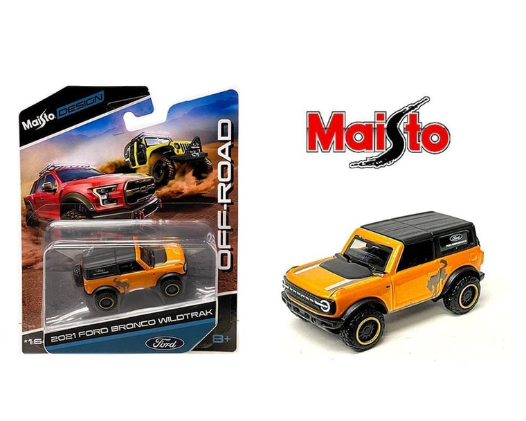 Maisto 1:64 Off Road 2021 Ford Bronco Wildtrak Orange Maisto Design- Diecast