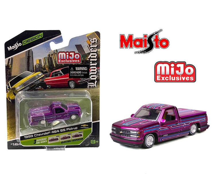 Maisto 1:64 1992 Chevrolet 454 Ss Lowriders Candy Pink Design Lowriders Mijo Exclusives Limited Edition 3,600 Pieces- Diecast