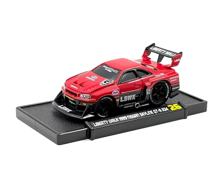 Muscle Machines 1:64 Liberty Walk 1999 Nissan Gt-r R34- Red- Diecast