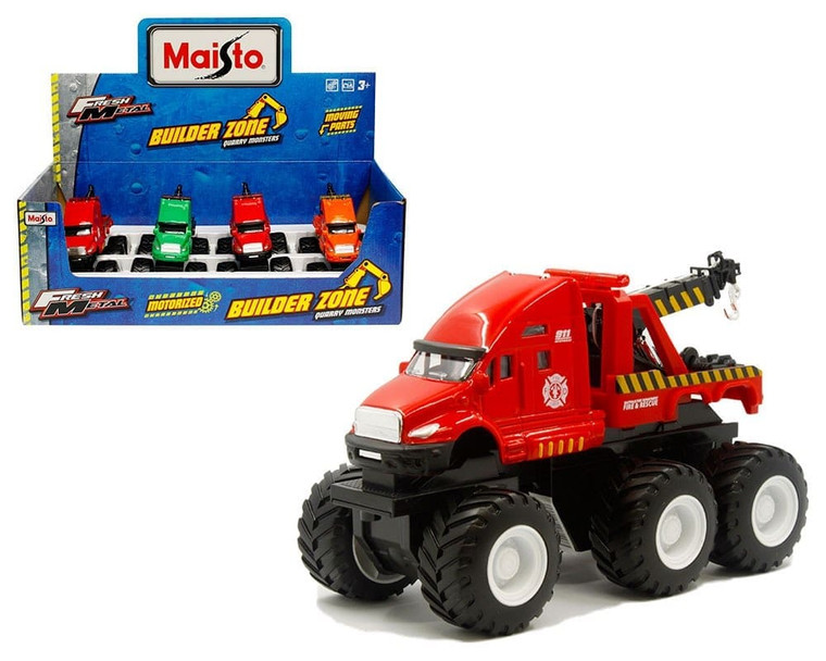 Maisto Monster Tow Truck 8 Fresh Metal Builder Zone Quarry Display Tray Set Of4- Diecast