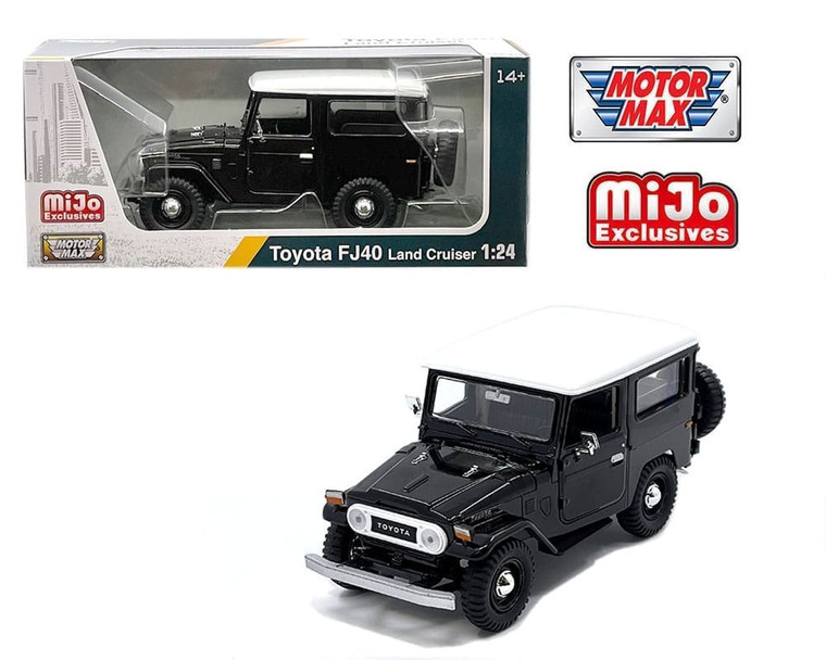 Motormax 1:24 Toyota Fj40 Land Cruiser Black With White Top Platinum Collection Mijo Exclusives- Diecast