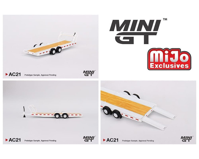 Mini Gt 1:64 Car Hauler Trailer White- Diecast