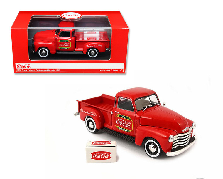 Motor City Classics 1:43 Coca-cola 1953 Chevrolet Pickup With Metal Cooler Red- Diecast