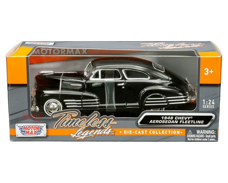 Motormax 1:24 1948 Chevrolet Aerosedan Fleetline (black) Timeless Legends- Diecast