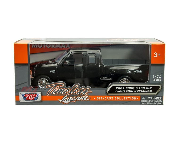 Motormax 1:24 2001 Ford F-150 Xt Flareside Supercab Black Timeless Legends- Diecast