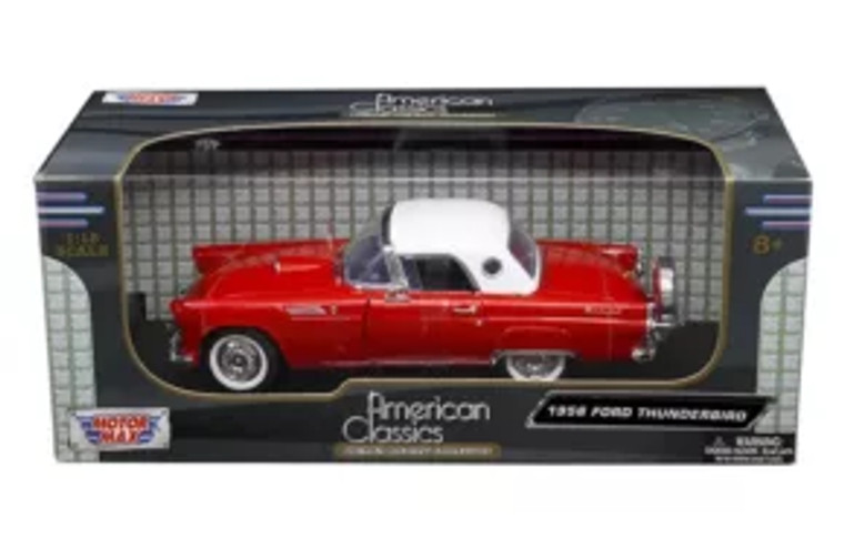 Motormax 1:18 American Classics 1956 Ford Thunder Bird 2 Tone Red With White Top- Diecast