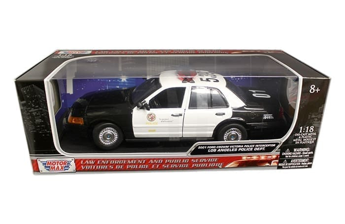 Motormax 1:18 2001 Ford Crown Victoria Interceptor Lapd Law Enforcement- Diecast