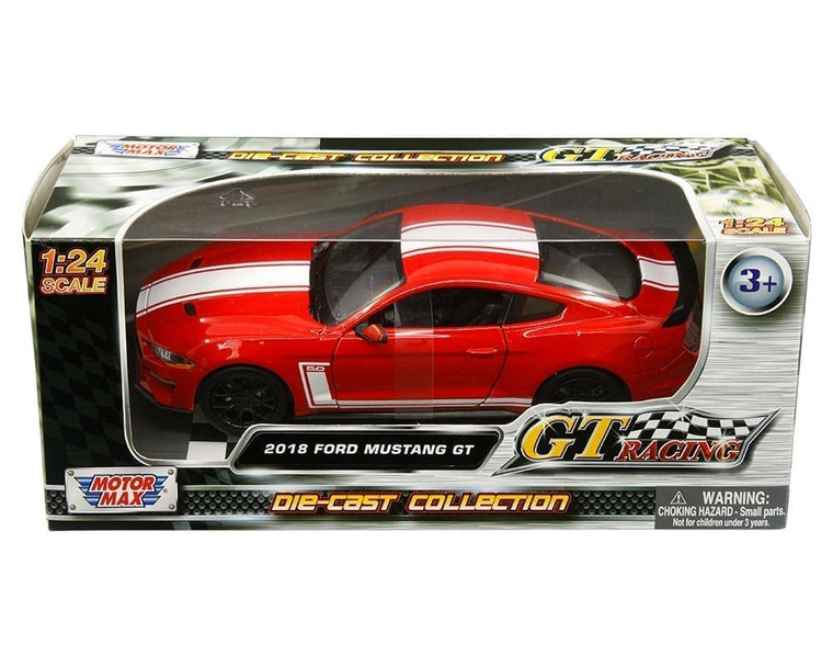 Motormax 1:24 2018 Ford Mustang Gt Red With White Stripes Gt Racing- Diecast