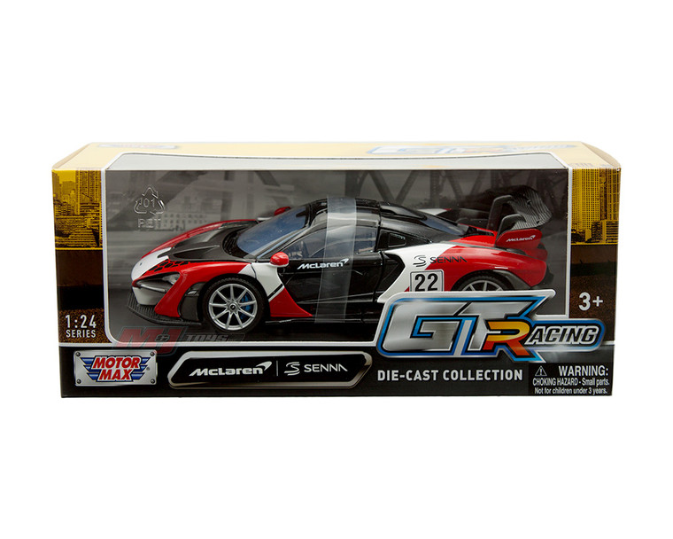 Motormax 1:24 Mclaren Senna #22 Black/red/white Gt Racing- Diecast