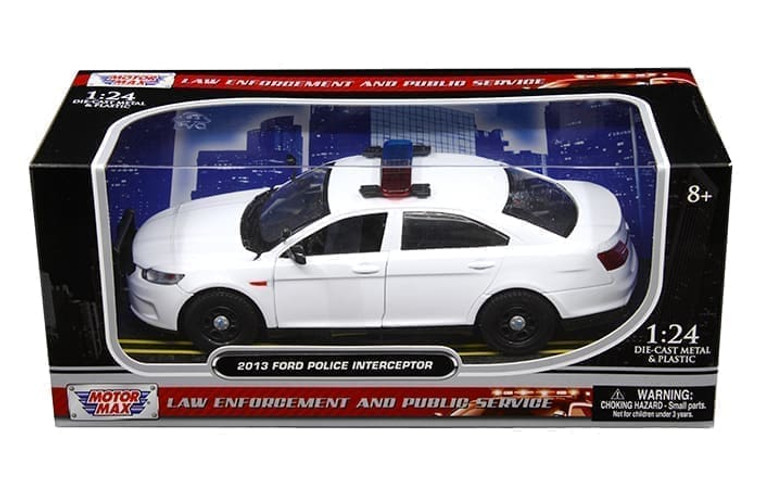Motormax 1:24 2013 Ford Tarus Police Interceptor Solid White Law Enforcement- Diecast