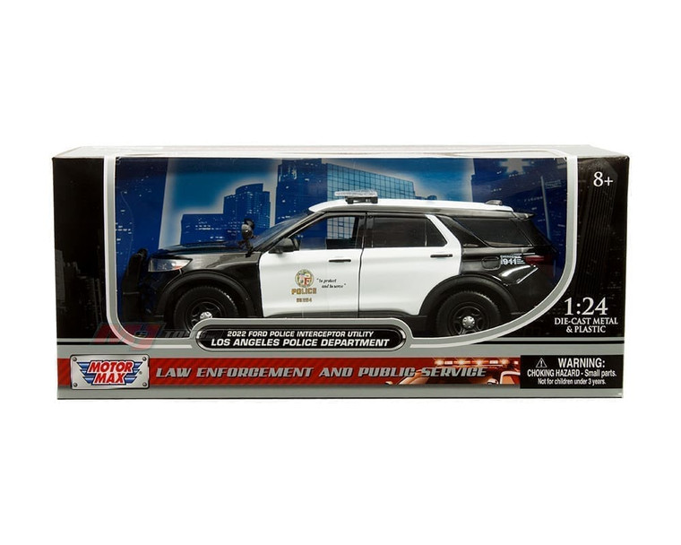 Motormax 1:24 2022 Ford Police Interceptor Utility Los Angeles Police Department Black And White Law Enforcement And Public Service- Diecast