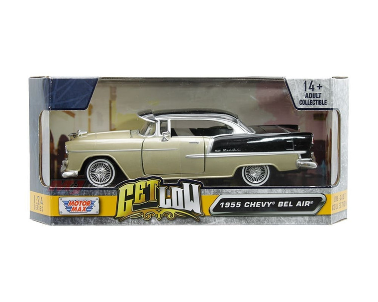 Motormax 1:24 1955 Chevrolet Bel Air Coupe Hardtop Beige/black Get Low- Diecast