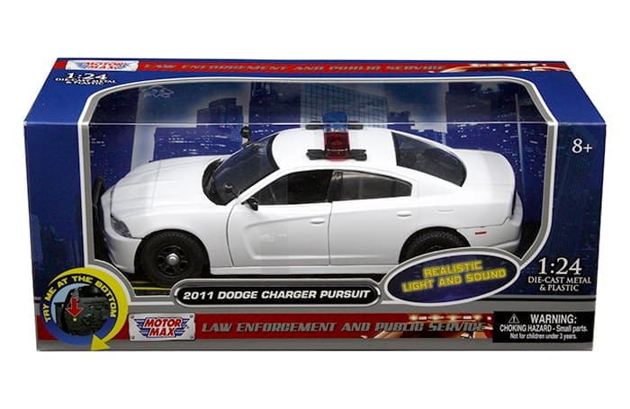 Motormax 1:24 2011 Dodge Charger Pursuit With Light And Sound Law Enforcement- Diecast