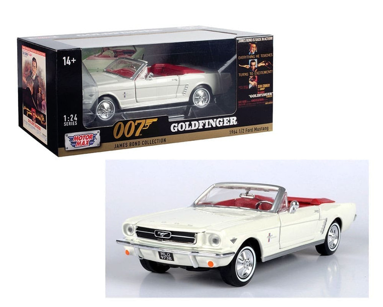Motormax 1:24 1964 1/2 Ford Mustang Convertible (white) James Bond Collection Goldfinger- Diecast