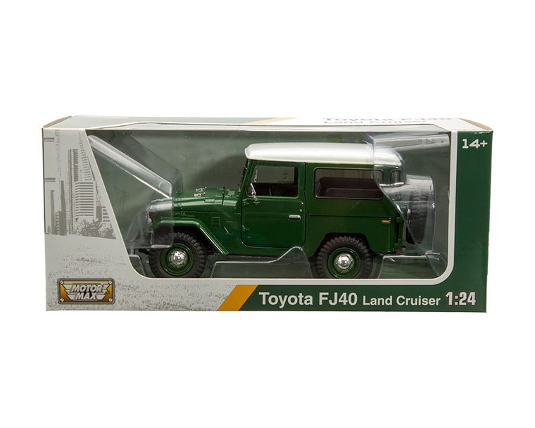 Motormax 1:24 Toyota Fj40 Land Cruiser Dark Green With White Top Platinum Collection- Diecast
