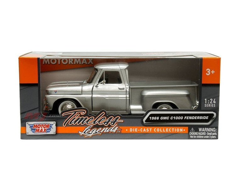 Motormax 1:24 1966 Gmc C1000 Fenderside Silver Timeless Legends- Diecast