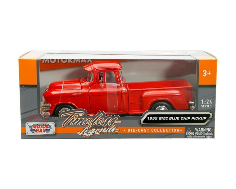 Motormax 1:24 1955 Gmc Blue Chip Pickup Red Timeless Legends- Diecast