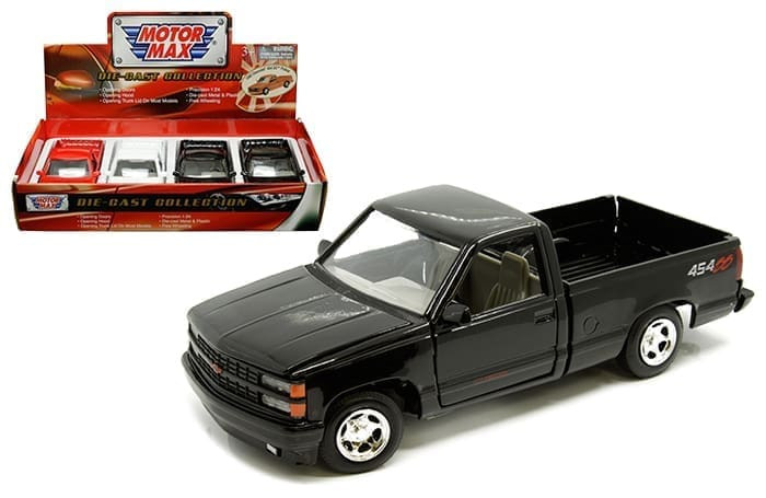 Motormax 1:24 1992 Chevrolet 454s Pick Up Truck Assorted Colors Display Tray Set Of 4- Diecast