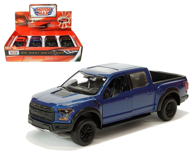 Motormax 1:27 2017 Ford F-150 Raptor 3 Colors Display Tray Set Of 4- Diecast