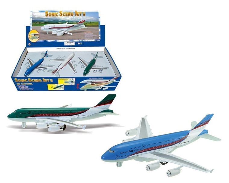 Sonic Sceno Jet Ii 8.5 Aircraft With Opening Top Display Tray Set Of 6- Diecast