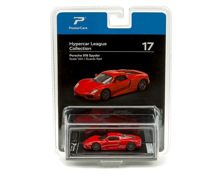 Postercars 1:64 Porsche 918 Spyder Guards Red Hypercar League Collection- Diecast