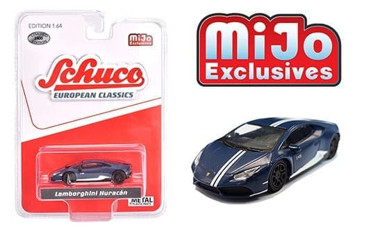 Schuco 1:64 Mijo Exclusives European Classics Lamborghini Huracan (matte Blue With White Stripes) Limited To 2400 Pieces- Diecast